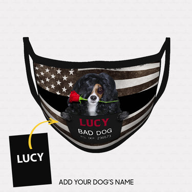 Personalized Dog Gift Idea - Bad Long Hair Dog With Rose For Dog Lovers - Cloth Mask